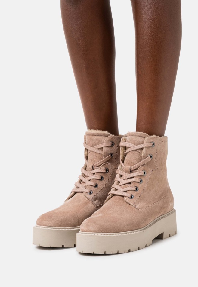 Gabour | Bottines à Lacets Exclusives Rose Foncé/panna